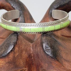 Native American Sterling Silver Bracelet with Inlay